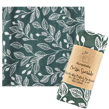 Multifunctional organic cotton swaddle wrap VINTAGE GREEN